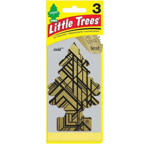 LITTLE TREES Car Air Freshener Hanging Paper Tree, Provides Long Lasting Scent for Car or Home, GOLD, 3 Packs