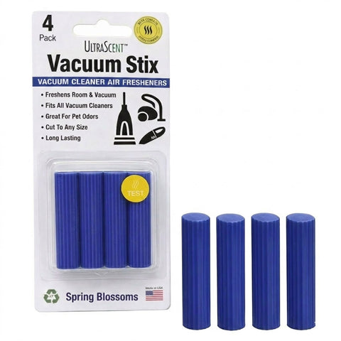 UltraScent Vacuum Stix Vacuum Deodorizer Sticks for All Vacuums, Long-Lasting Vacuum Air Freshener, Non-Toxic, Made in USA, 1-Pack w/ 4-Stix in the Spring Blossoms Scent