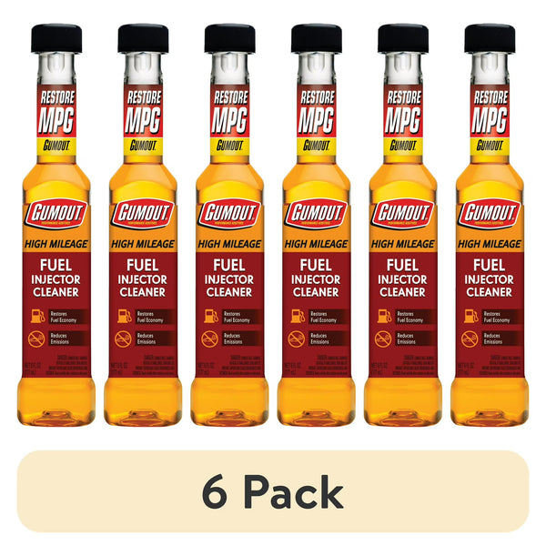 Gumout High Mileage Fuel Injector Cleaner, Improves Engine Performance & Fuel Economy, 6 fl oz, 6 Packs