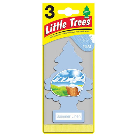 Little Trees Hanging Car Air Freshener, Summer Linen, 3-Pack