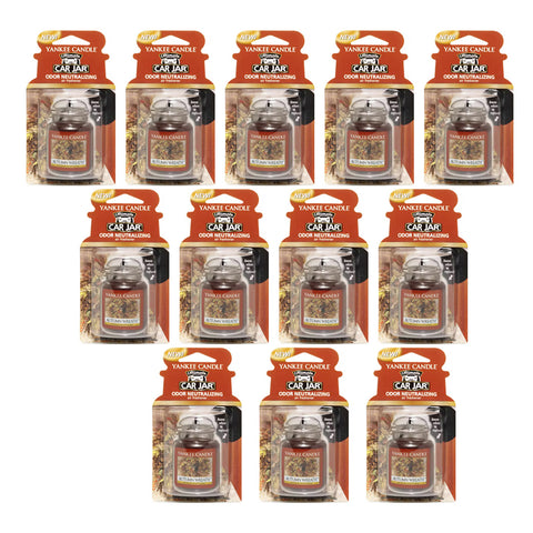 Yankee Candle Gel Car Jar Ultimate Hanging Odor Neutralizing Air Freshener, Autumn Wreath Scent, 12 Packs