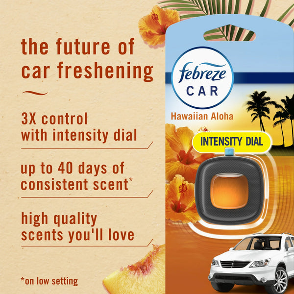 Febreze Car Vent Clip Air Freshener, Odor Eliminator for Up to 30 Days Freshness, Hawaiian Aloha, 2 Clips