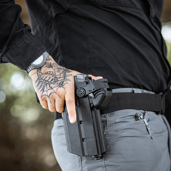 Orpaz T40 G22 Light-Bearing Holster – Left Handed OWB Tactical Holster, Level 2 & Level 3 Security, Compatible with Glock 22, Fits Most Pistol Lights, Optics-Ready, Adjustable T40 Pro Large Belt-Loop