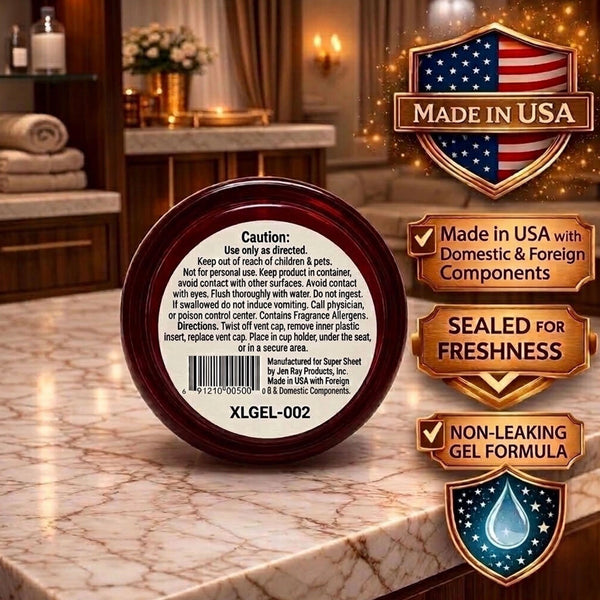 Super Sheet XL Gel Car Air Freshener - Cherry Scent, Luxury Glass Jar Auto Fragrance, Long Lasting Gel Diffuser for Car, Home & Office - Made in USA, 2 Pack