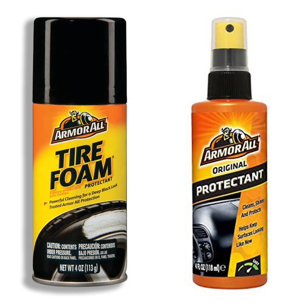 Armor All Tire Foam, Restores Deep-Black Look + Original Protectant Spray, 4 oz.