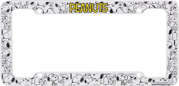 CHROMA Peanuts Snoopy Expressions License Plate Frame, Officially Licensed Plastic Auto Tag Frame, 2 Pack