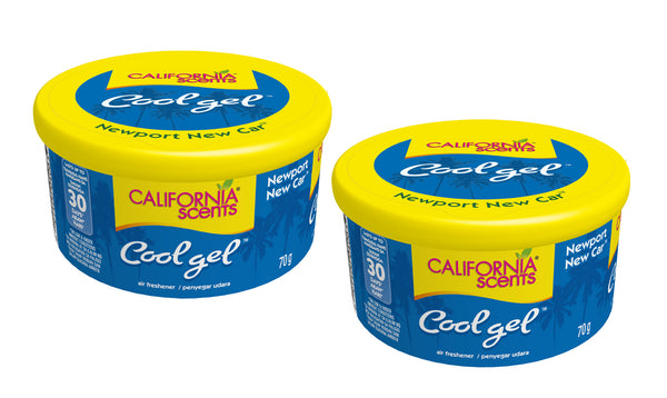 California Scents Cool Gel Newport New Car Scent - The Car Air Freshener with Cool Gel Technology - Long-Lasting Odor Eliminator and Auto Air Freshener for Cars, 2 Packs