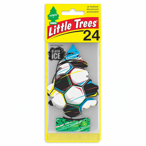 Little Trees Soccer Paper Air Freshener, Long-Lasting Car & Home Fragrance, Black Ice Scent, 24 Pack