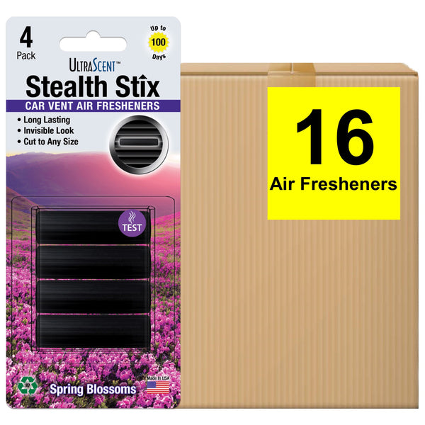 UltraScent Car Vent Clips Air Freshener Stealth Stix Car Vent Clips that Slip on Vent Blade, 4-Pack/16-Stix (Spring Blossoms)