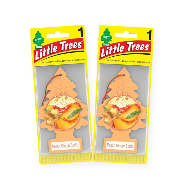 Little Trees Hanging Car Air Freshener, Peach Ginger Spritz, 2-Pack