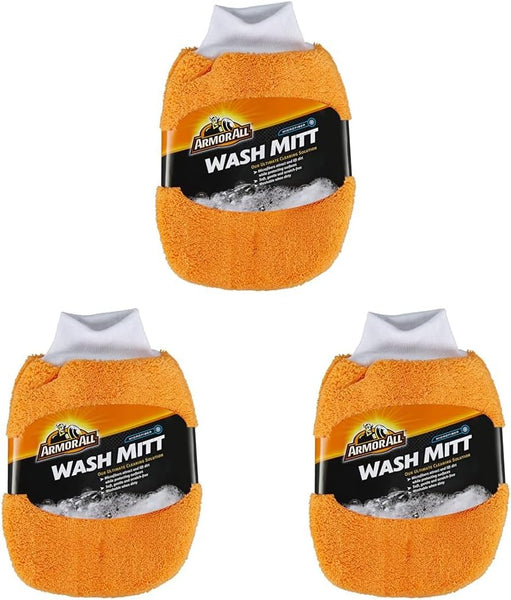 Armor All Microfiber Car Wash Mitt, Cleaner for Bugs or Dirt, for Cars & Truck & Motorcycle, 3 Packs