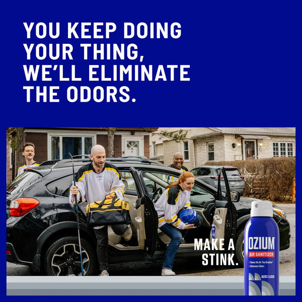 Ozium Air Sanitizer Spray - Room Odor Eliminator for Home, Car, and Office - That New Car Smell - 8 oz Can, 6 Pack