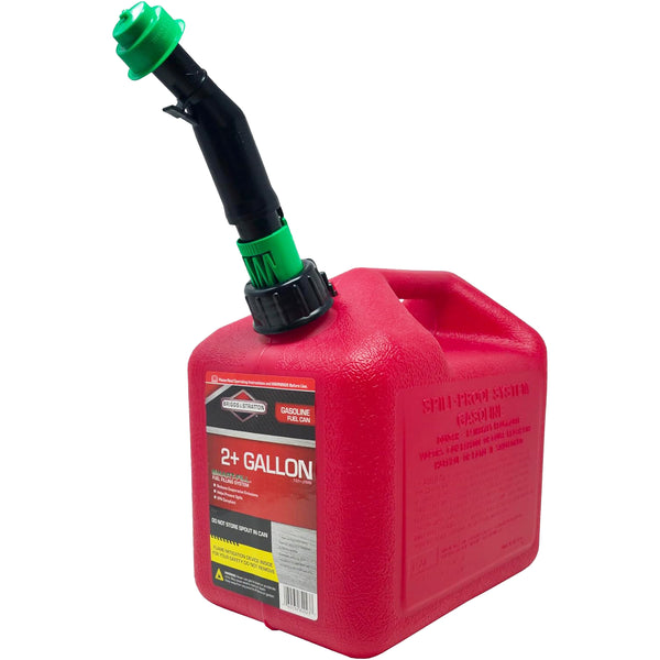 Briggs & Stratton Gas Can, 2+ Gallon Red Gas Can with Smart Fill Gas Can Spout.