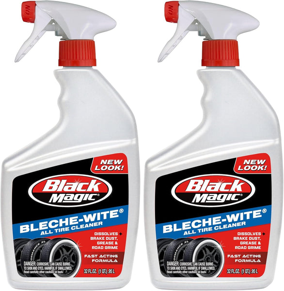 Black Magic Bleche-Wite Tire Cleaner Spray, Fast-Acting Formula Removes Brake Dust & Grime, 32 Oz, 2 Pack