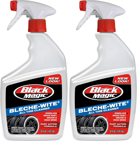 Black Magic Bleche-Wite Tire Cleaner Spray, Fast-Acting Formula Removes Brake Dust & Grime, 32 Oz, 2 Pack