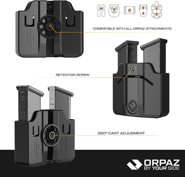 Orpaz Pistol Mag Pouch Compatible with FN 509 Magazine Holster for 0.40, 9mm Magazine Holder, Double Mag, Leg