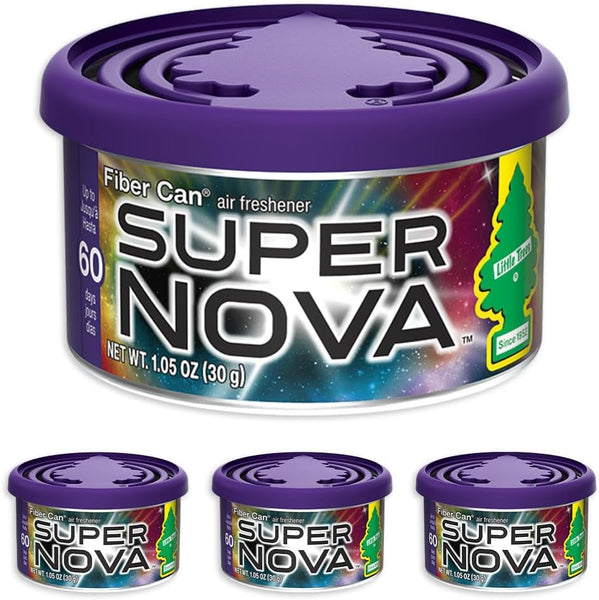 Little Trees Fiber Can Car Air Freshener, Long-Lasting Scent, Recycled Fiber, Supernova, 4 Packs