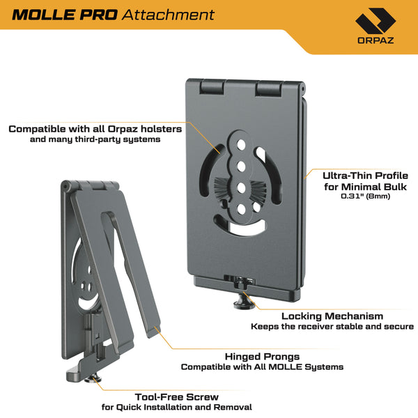 Orpaz MOLLE Pro Attachment, Ultra-Thin Direct Mount for Orpaz Holsters – Fits All MIL-SPEC MOLLE Systems