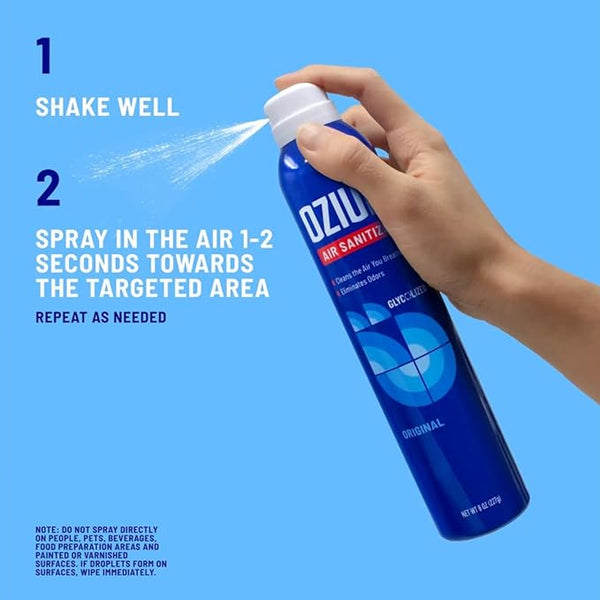 Ozium Cigarette Smoke Air Sanitizer Eliminates Smoke Smell, Aerosol Spray, Vanilla 0.8oz (Pack of 6)