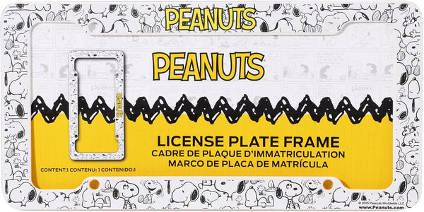 CHROMA Peanuts Snoopy Expressions License Plate Frame, Officially Licensed Plastic Auto Tag Frame, 2 Pack