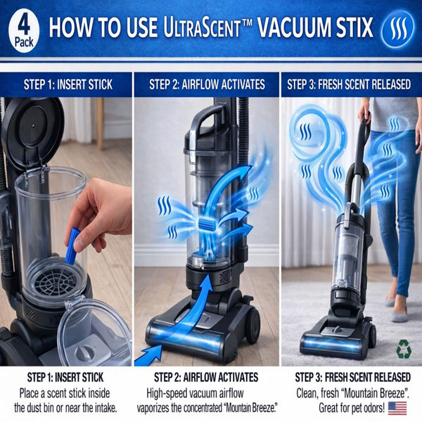 UltraScent Vacuum Stix Vacuum Deodorizer Sticks for All Vacuums, Long-Lasting Vacuum Air Freshener, Non-Toxic, Made in USA, 4-Packs 16-Stix Total in the Spring Blossoms Scent