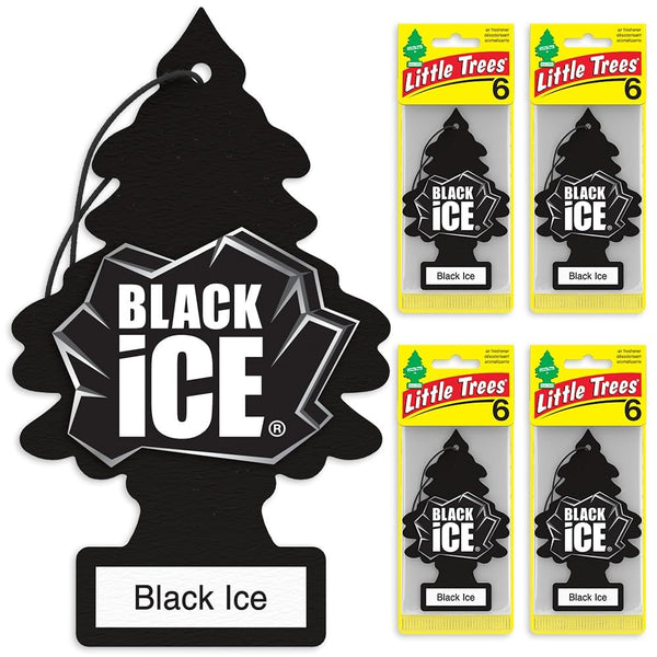 Little Trees Hanging Car and Home Air Freshener, Black Ice Scent, 24 Pack