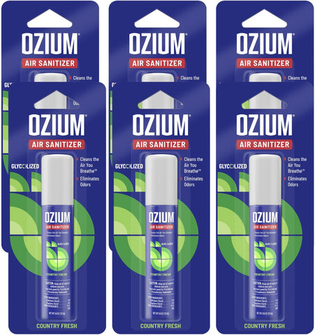 Ozium Cigarette Smoke Air Sanitizer Eliminates Smoke Smell Aerosol Spray Country Fresh 0.8oz Pack of 6