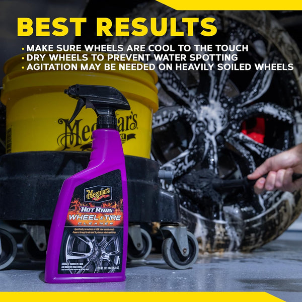 Meguiar's Hot Rims Wheel & Tire Cleaner, Powers Through Brake Dust & Grime – 24 Oz Spray Bottle