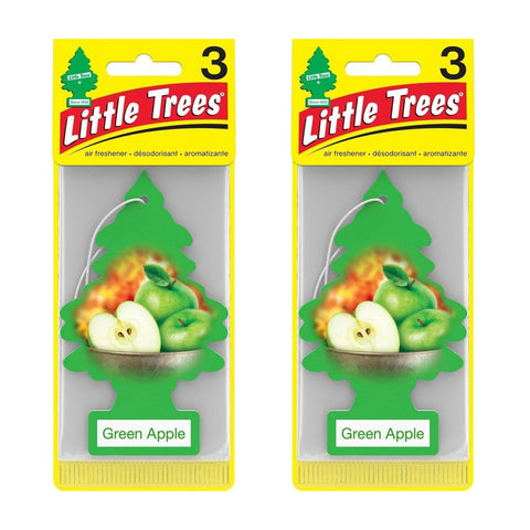 Little Trees Hanging Car and Home Air Freshener, Green Apple Scent, 6 Pack