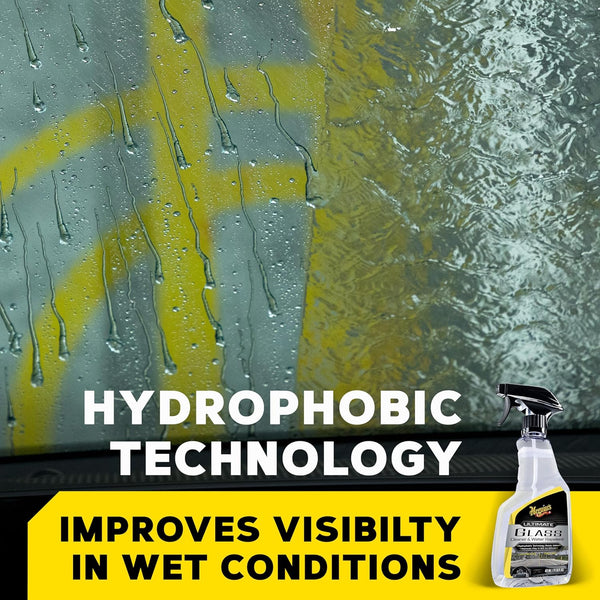 Meguiar's Ultimate Glass Cleaner & Water Repellent, Streak-Free Shine & Rain Protection, 16 oz