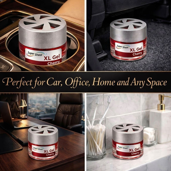Super Sheet XL Gel Car Air Freshener - Cherry Scent, Luxury Glass Jar Auto Fragrance, Long Lasting Gel Diffuser for Car, Home & Office - Made in USA, 2 Pack