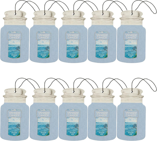 Yankee Candle Paper Car Jar Air Freshener for Long Lasting Fragrance, Ocean Air, 10 Packs