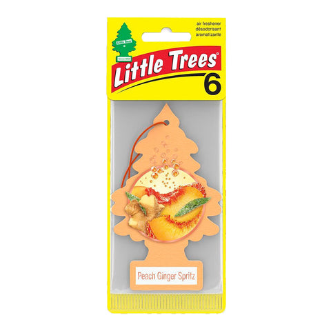 LITTLE TREES Car Air Freshener Hanging Tree Provides Long Lasting Scent for Auto & Home, Peach Ginger Spritz, 6 Pack
