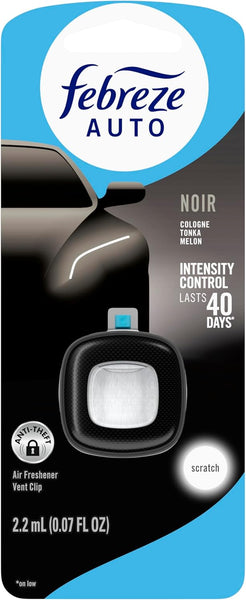 Febreze Car Air Freshener Vent Clip - Automotive Air Fresheners Noir Scent - Car Air fresheners and Odor Eliminator, 8 Pack