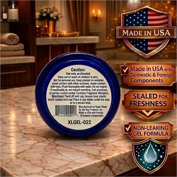 Super Sheet XL Gel Car Air Freshener - New Car Scent, Luxury Glass Jar Auto Fragrance, Long Lasting Gel Diffuser for Car, Home & Office - Made in USA, 6 Pack