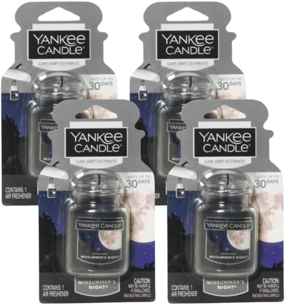 Yankee Candle Car Jar Ultimate Auto Odor Neutralizing Air Freshener Midsummer's Night (Pack of 4)
