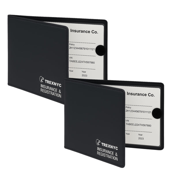 TrexNYC Car Registration & Insurance Card Holder Wallet – Vehicle Document Holder for Car Glove Box Organizer, 2 Pack