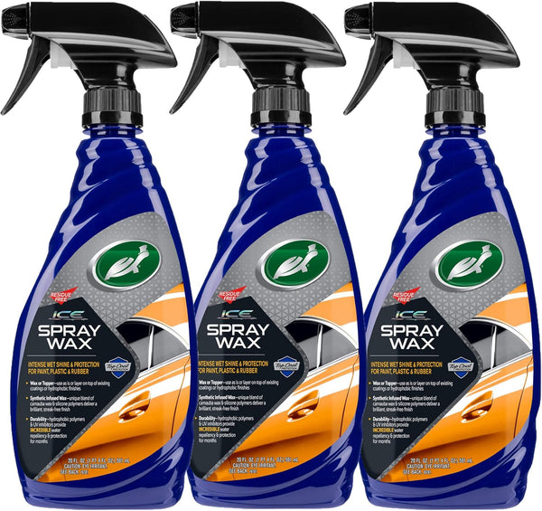 Turtle Wax T-477R ICE Spray Wax, Ultimate High Shine Wax Finish, For Use on Car Paint, Trim and Plastics, Safe for Motorcycles, RV's, Trucks and More, 20 oz. 3 Packs