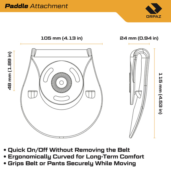 Orpaz SD9VE Light Bearing Holster Compatible with S&W SD9VE Holster with Light/Laser/Sight/Optics (Large Pistol Lights, Paddle Attachment)
