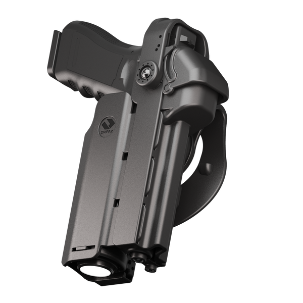 Orpaz T40 Pro G17 Duty Holster with Large Light Holster w/ Magnetic Optic cover, Compatible with Glock 17 Pistol Holder with Laser Mounted Light and Optics with Paddle