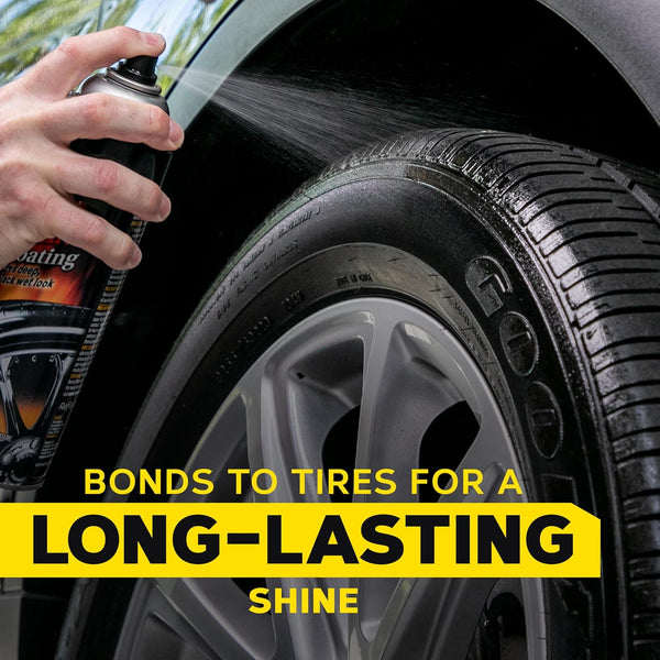 MEGUIAR’S Hot Shine High Gloss Tire Coating, Tire Protectant for Long-lasting Satin Finish, Prevents Tire to Dry Rot, 15 oz.