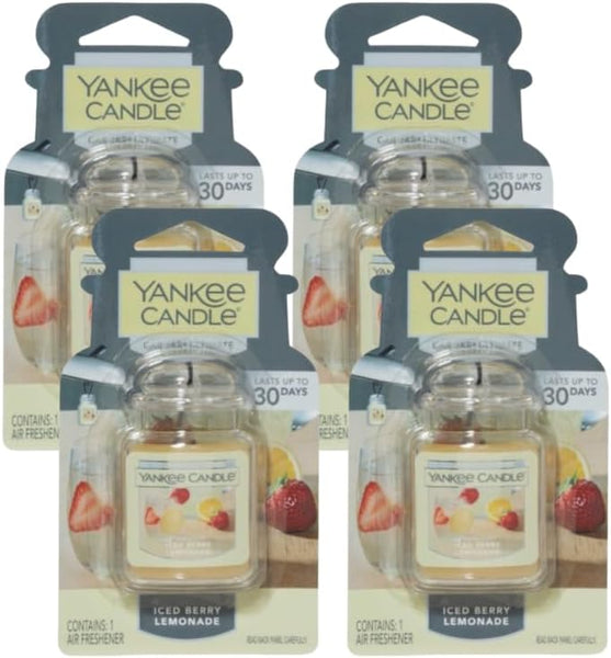Yankee Candle Car Jar Ultimate Hanging Air Freshener Up To 30 Days, Iced Berry Lemonade, 4 Packs