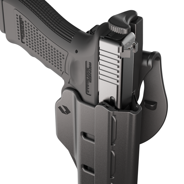 ORPAZ T41 Level 2 Universal Adjustable Holster, Magnetic + Mechanical Retention, Optics Ready OWB Polymer Duty Holster, Made in Israel Paddle