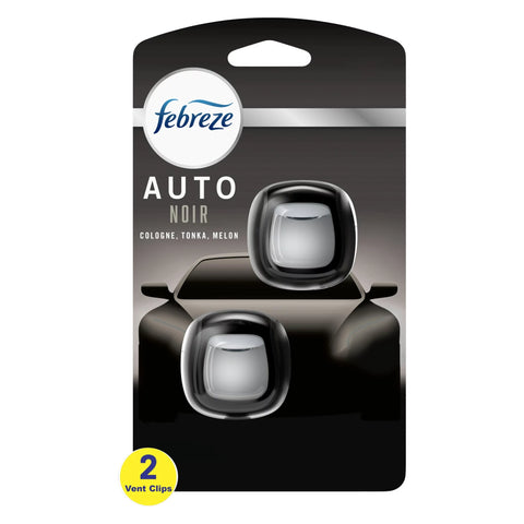 Febreze Vent Clip Car Air Freshener, Odor Eliminator, AUTO Noir Scent, 2 CLIPS