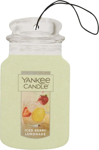 Yankee Candle Paper Car Jar, Air Freshener for Long Lasting Fragrance, Iced Berry Lemonade
