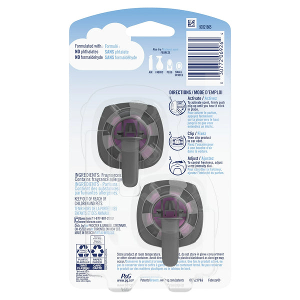 Febreze Vent Clip Car Air Freshener, Odor Eliminator, Berry Scent, 2 CLIPS