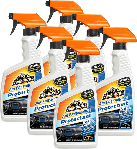 Armor All Car Air Freshener Protectant Spray, Car Interior Cleaner with UV Protection Against Cracking and Fading, Cool Mist, 16 Fl Oz. 6 Packs
