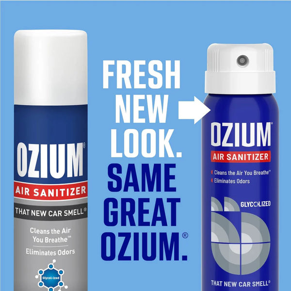 Ozium Cigarette Smoke Air Sanitizer Eliminates Smoke Smell, Aerosol Sanitizing Spray, New Car 3.5oz