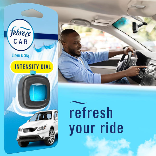Febreze Car Air Freshener Vent Clip, Linen & Sky Scent, Odor Eliminator, 1 Vent Clip
