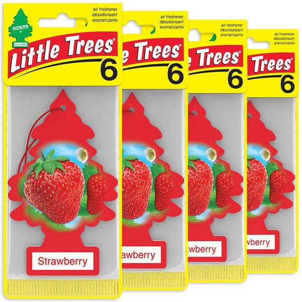 Little Trees Hanging Car and Home Air Freshener, Strawberry Scent, 24 Pack